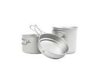 Сверхлегкий набор титановой походной посуды из 3 предметов: 2 котелка + сковорода (SAHW83114T)
