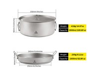 Большой набор походной посуды из титана (котелок + сковорода) (SAHW84101T)