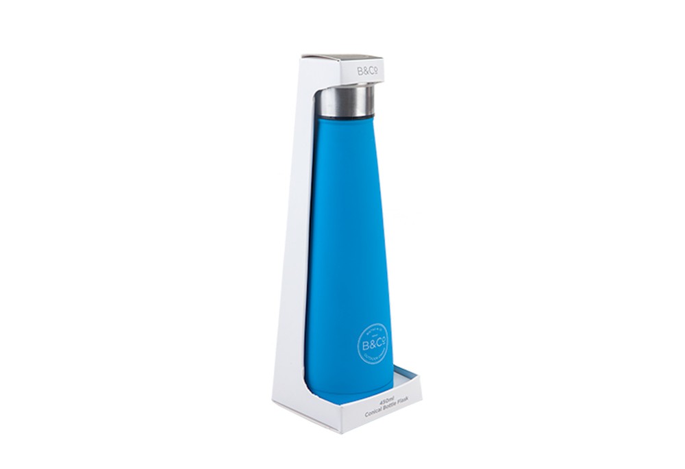 Термобутылка Summit B&Co Conical Bottle Flask Rubberized Neon Blue 450 мл
